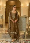 Brown Colour D 50135 By Zaveri Crush Satin Readymade Suits 
